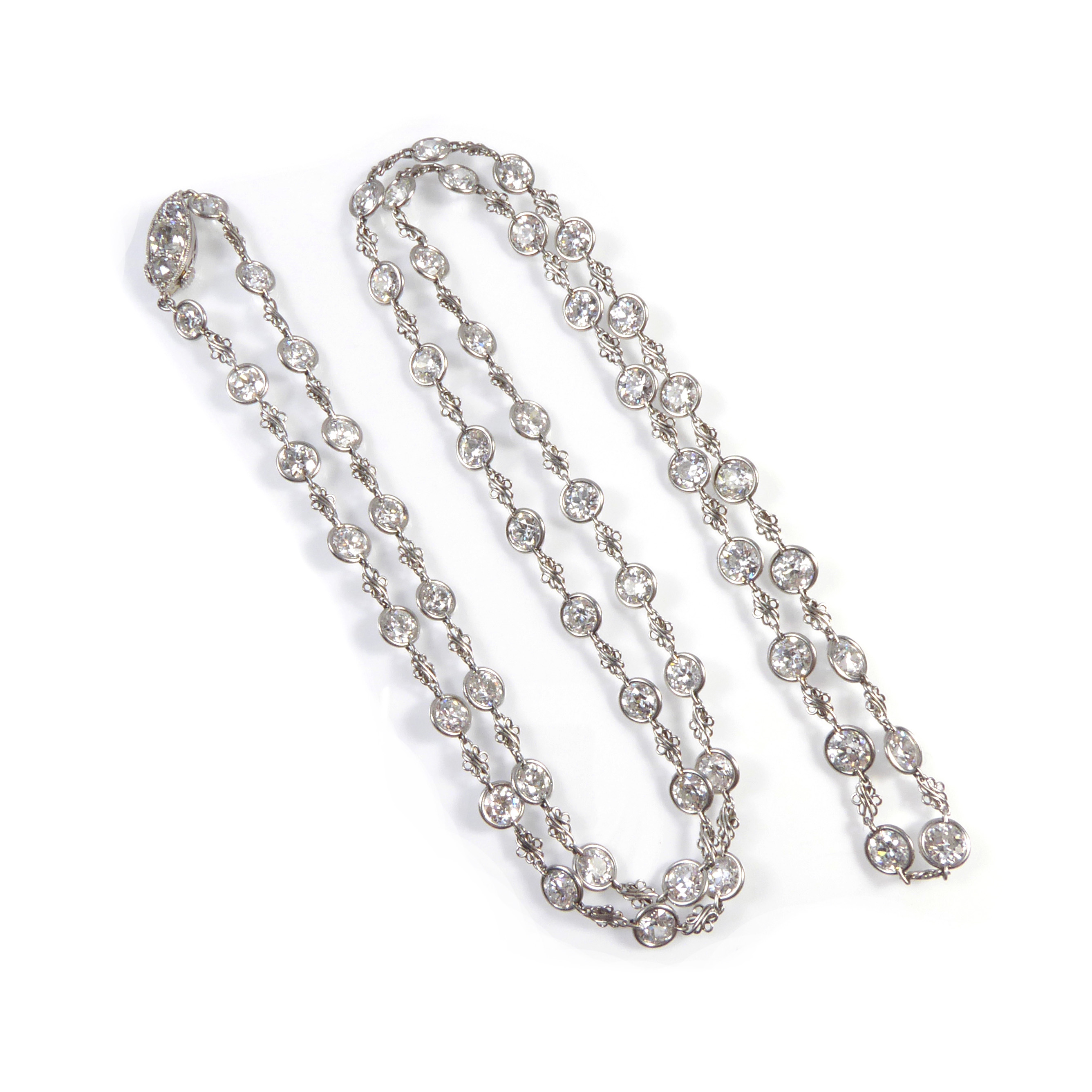 Early 20th century diamond spectacle set chain necklace, c.1910,